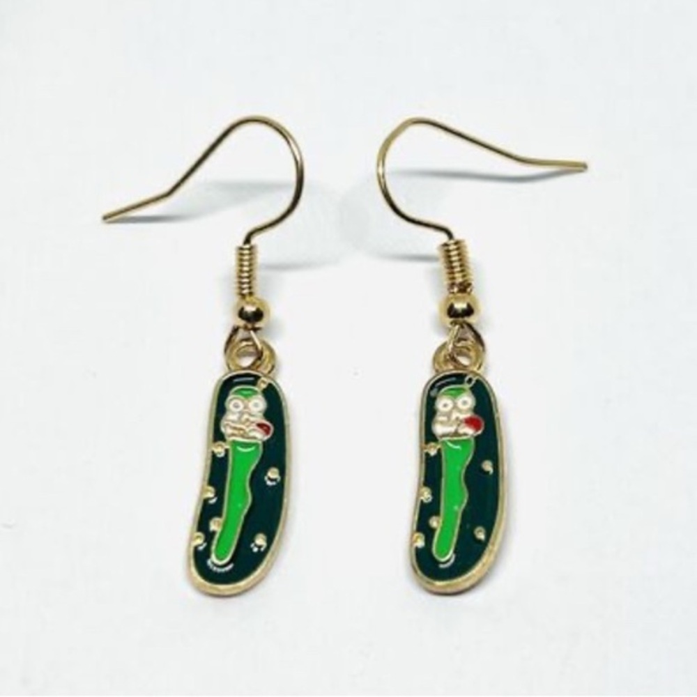 Rick & Morty - Metal Single Sided “Pickle Rick” Single sided dangle earrings